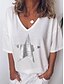 economico T-shirts-Per donna maglietta Tinta unita Manica lunga A V Top Top basic Bianco Nero Blu