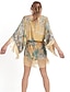 cheap Boho Dresses-Women&#039;s A Line Dress Yellow 3/4 Length Sleeve Floral Spring &amp; Summer V Neck 2021 S M L XL