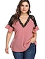 baratos Blusas Plus Size-Mulheres Camiseta Tecido Estampa Colorida Decote Redondo Blusas Vermelho Amarelo Rosa