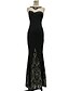 cheap Maxi Dresses-Women&#039;s Bodycon Sleeveless Solid Color Floral Mesh Lace Elegant Sexy Black S M L XL