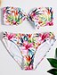 cheap Bikini-Women&#039;s Bandeau Basic Bikini Swimsuit Lace up Print Floral Swimwear Bathing Suits Rainbow