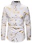 economico Men&#039;s-Per uomo Camicia Fantasia geometrica Colletto Colletto Mao Giornaliero Manica lunga Top Bianco Argento Oro
