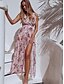 cheap Boho Dresses-Women&#039;s Swing Dress Pink Light Blue Sleeveless Print Deep V S M L XL / Maxi