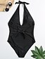 cheap One-Pieces-Women&#039;s Bandeau Basic Bikini Swimsuit Lace up Print Floral Swimwear Bathing Suits Black
