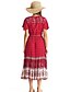 cheap Boho Dresses-Women&#039;s Swing Dress Maxi long Dress Green Pink Red Short Sleeve Geometric V Neck Elegant Slim S M L XL