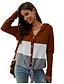 cheap Sweaters &amp; Cardigans-Women&#039;s Blouse Color Block Hooded Daily Long Sleeve Tops Blue Black Brown