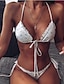 billige Bikini-Dame Badetøj Bikini badedragt Stroppet Pak ind Blå Hvid Sort Lilla Rød Plusstørrelser Badetøj Badedragter