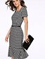 cheap Elegant Dresses-Women&#039;s Sheath Dress Knee Length Dress Black Short Sleeve Plaid Checkered Plaid Square Neck Elegant S M L XL XXL 3XL
