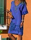 cheap Casual Dresses-Women&#039;s Shift Dress Short Mini Dress Green Blue Red Yellow Short Sleeve Solid Colored V Neck Elegant Slim S M L XL XXL 3XL