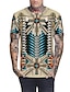 cheap Tank Tops-Men&#039;s T shirt Shirt Solid Colored Tribal 3D Round Neck Daily Going out Short Sleeve Patchwork Print Tops Basic Streetwear Khaki