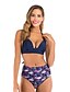 cheap Bikini-Women&#039;s Swimwear Bikini Plus Size Swimsuit Geometric High Waist Green Blue White Black Purple Halter Bathing Suits