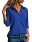 abordables Tops &amp; Blouses-Mujer Blusa Camisa Color sólido Cuello Camisero Tops Verde Trébol Blanco Azul Real