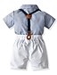 billige Polos-Baby Drenge Kineseri Boheme Bomuld Stribet Kort Kortærmet Tøjsæt Lyseblå