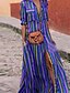 cheap Maxi Dresses-Women&#039;s Shift Dress Maxi long Dress Blue Black Purple Long Sleeve Geometric Shirt Collar Hot Elegant Slim S M L XL XXL 3XL