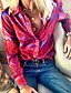 cheap Tops &amp; Blouses-Women&#039;s Blouse Shirt Abstract Long Sleeve Shirt Collar Tops Basic Top Fuchsia