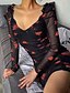 baratos Vestidos BODYCON-Mulheres Vestido da bainha Mini vestido curto Preto Manga Longa Geométrica Decote Redondo Elegante Delgado S M L