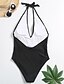 preiswerte Einteiler-Damen Bandeau Grundlegend Bikinis Badeanzug mit Schnürung Druck Blumen Bademode Badeanzüge Schwarz