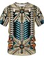cheap Tank Tops-Men&#039;s T shirt Shirt Solid Colored Tribal 3D Round Neck Daily Going out Short Sleeve Patchwork Print Tops Basic Streetwear Khaki