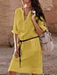 cheap Casual Dresses-Women&#039;s Shift Dress Short Mini Dress White Yellow Half Sleeve Solid Colored V Neck Elegant Slim S M L XL XXL