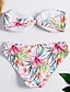 cheap Bikini-Women&#039;s Bandeau Basic Bikini Swimsuit Lace up Print Floral Swimwear Bathing Suits Rainbow