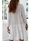 cheap Casual Dresses-Women&#039;s A Line Dress White Long Sleeve Polka Dot Deep V Hot S M L XL