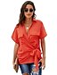cheap Tops &amp; Blouses-Women&#039;s Blouse Solid Colored Shirt Collar Daily Short Sleeve Tops White Black Orange
