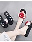 preiswerte Women&#039;s Slippers &amp; Flip-Flops-Damen Hausschuhe &amp; Flip-Flops Flacher Absatz Offene Spitze Chinoiserie Süß Täglich Strand Wanderschuhe Polyester Satinblume Einfarbig Sommer Dunkelblau Rot