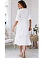 cheap Boho Dresses-Women&#039;s A Line Dress White Half Sleeve Solid Color Deep V S M L XL