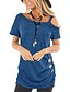 abordables Tops &amp; Blouses-Mujer Blusa Color sólido Escote Redondo Diario Manga Corta Tops Azul Piscina Negro Morado