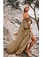 cheap Boho Dresses-Women&#039;s Swing Dress Khaki 3/4 Length Sleeve Solid Colored Off Shoulder One-Size / Maxi