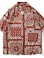 cheap Men&#039;s Socks-Men&#039;s Shirt Boho Daily Beach Print Half Sleeve Tops Tropical Blue Black Red / Summer