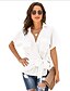 baratos Tops &amp; Blouses-Mulheres Blusa Cor Sólida Colarinho de Camisa Diário Manga Curta Blusas Branco Preto Laranja