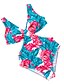 baratos Peça única-Mulheres Bandeau Básico Maiô roupa de banho Cordões Estampado Floral Roupa de Banho Fatos de banho Azul Claro Branco