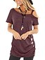 cheap Tops &amp; Blouses-Women&#039;s Blouse Solid Colored Round Neck Daily Short Sleeve Tops Blue Black Purple