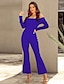 abordables Jumpsuits &amp; Rompers-Combinaison-pantalon Femme Couleur Pleine basique Blanche Noir Bleu Roi S M L XL XXL