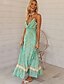 cheap Boho Dresses-Women&#039;s A Line Dress Green Sleeveless Floral Spring &amp; Summer Strap 2021 S M L XL / Maxi