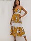 billige Boheme-inspirerede kjoler-Dame Kappe Kjole Gul Uden ærmer Geometrisk V-hals S M L XL