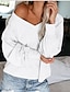 cheap Sweaters &amp; Cardigans-Women&#039;s T shirt Solid Colored V Neck Daily Long Sleeve Loose Tops Green Blue White