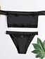 cheap Bikini-Women&#039;s Bandeau Basic Bikini Swimsuit Lace up Print Floral Swimwear Bathing Suits Black