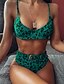 cheap Bikini-Women&#039;s Swimwear Bikini Swimsuit Geometric Green Khaki Plus Size Swimwear Bathing Suits