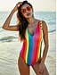 preiswerte Einteiler-Damen Bademode Ein Stück Übergröße Badeanzug Regenbogen Regenbogen Badeanzüge