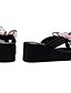 cheap Women&#039;s Slippers &amp; Flip-Flops-Women&#039;s Slippers &amp; Flip-Flops Flip-Flops Wedge Heel Open Toe Preppy Sweet Daily Walking Shoes Polyester Rhinestone Bowknot Solid Colored Summer Wine Black / Red Black