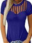 abordables T-shirts-T-shirt Femme du quotidien Manches Courtes Couleur Pleine Col Rond Bleu Violet Vert Véronèse Hauts Mince