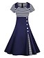 cheap Party Dresses-Women&#039;s Knee Length Dress A Line Dress Wine Black Navy Blue 3/4 Length Sleeve Patchwork Striped Peter Pan Collar Spring &amp; Summer Hot Elegant Sophisticated 2021 S M L XL XXL 3XL 4XL / Cotton / Cotton