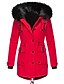 cheap Down&amp; Parkas-Women&#039;s Padded Long Coat Regular Fit Jacket Solid Colored Black Red