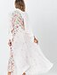 cheap Boho Dresses-Women&#039;s Loose Maxi long Dress White 3/4 Length Sleeve Print Deep V S M L XL XXL