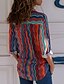 cheap Tops &amp; Blouses-Women&#039;s Blouse Shirt Striped Color Block Shirt Collar Tops Blue Royal Blue Orange
