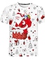 abordables Camisetas y camisas para niños-Niños Chico Camiseta Manga Corta Papá Noel Bloques 3D Navidad Estampado Niños Tops Básico Chic de Calle Blanco