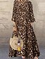 cheap Maxi Dresses-Women&#039;s A Line Dress Maxi long Dress Brown Gray Half Sleeve Leopard Oversize Spring Summer Round Neck Maxi Dress S M L XL XXL 3XL 4XL 5XL