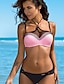 cheap Tankini-Women&#039;s Tankini Swimsuit Color Block Blushing Pink Green Royal Blue Black Swimwear Bathing Suits